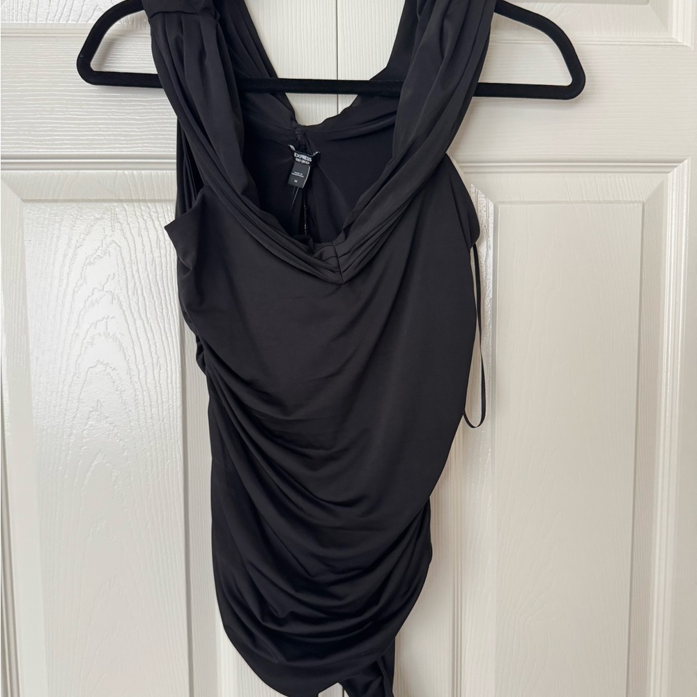 Express Black Draped Bodysuit